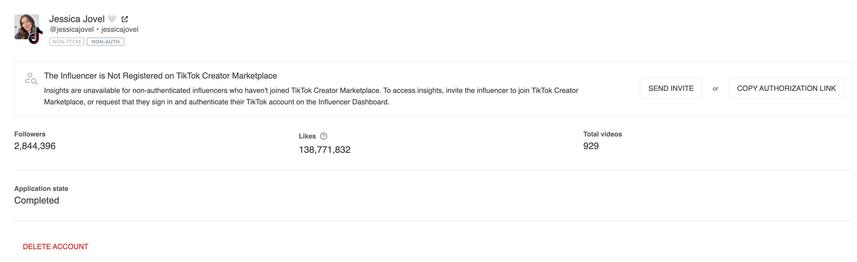 Copy authorization link for influencer.png